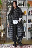 Nora Brushed Cotton Gingham Classic Barrel Pant Black